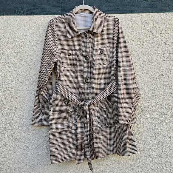 CAbi Sherlock belted trench coat houndstooth fall 2019 3734 size large - Picture 1 of 7